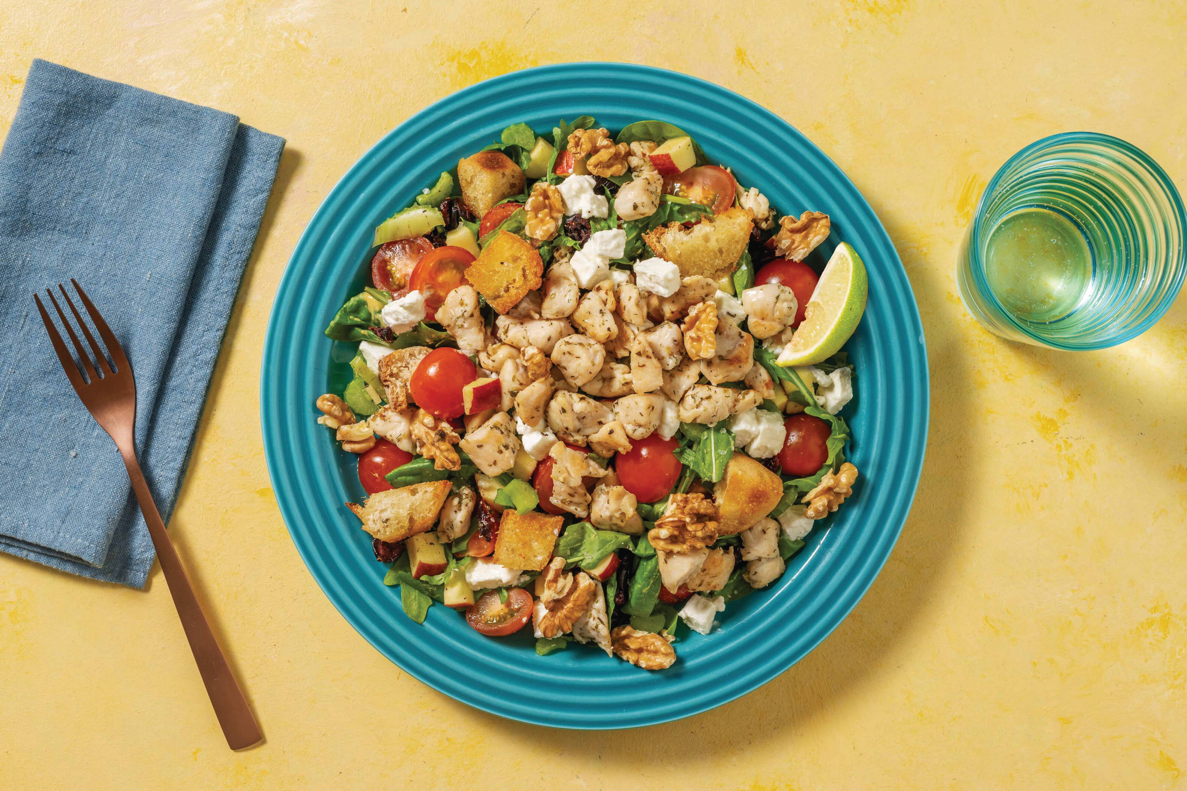 Herby Chicken Waldorf-Style Salad with Lime Aioli-Fetta