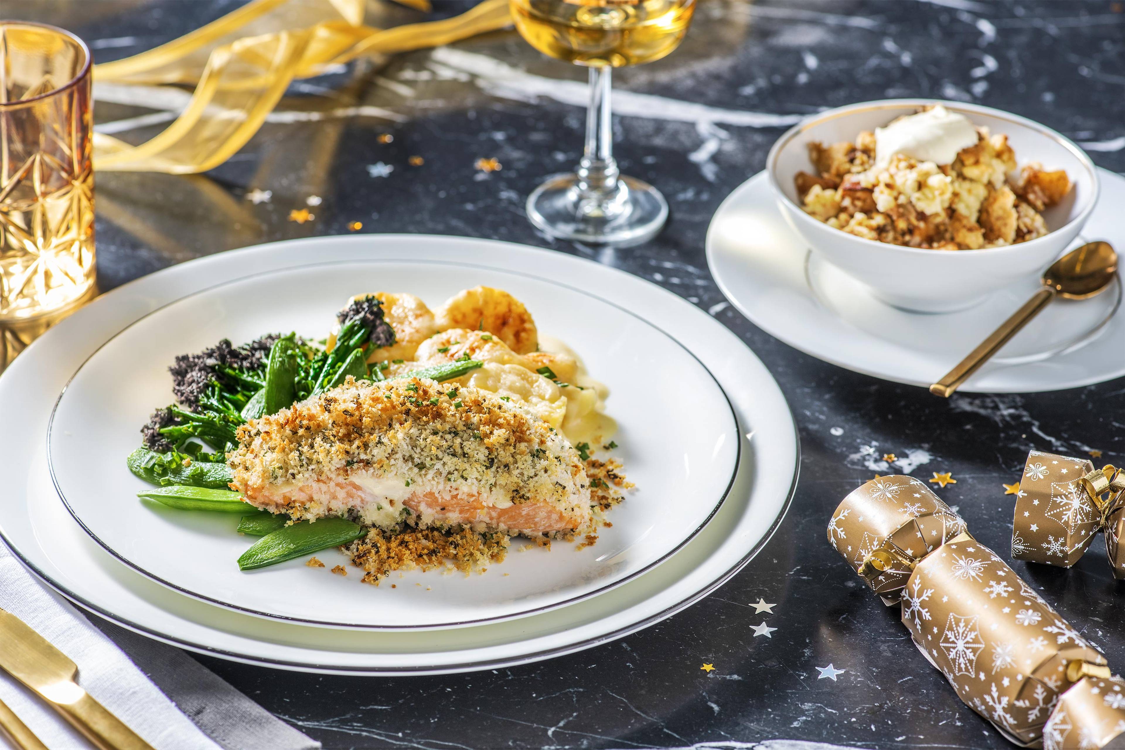 Herby Crusted Salmon with Dauphinoise