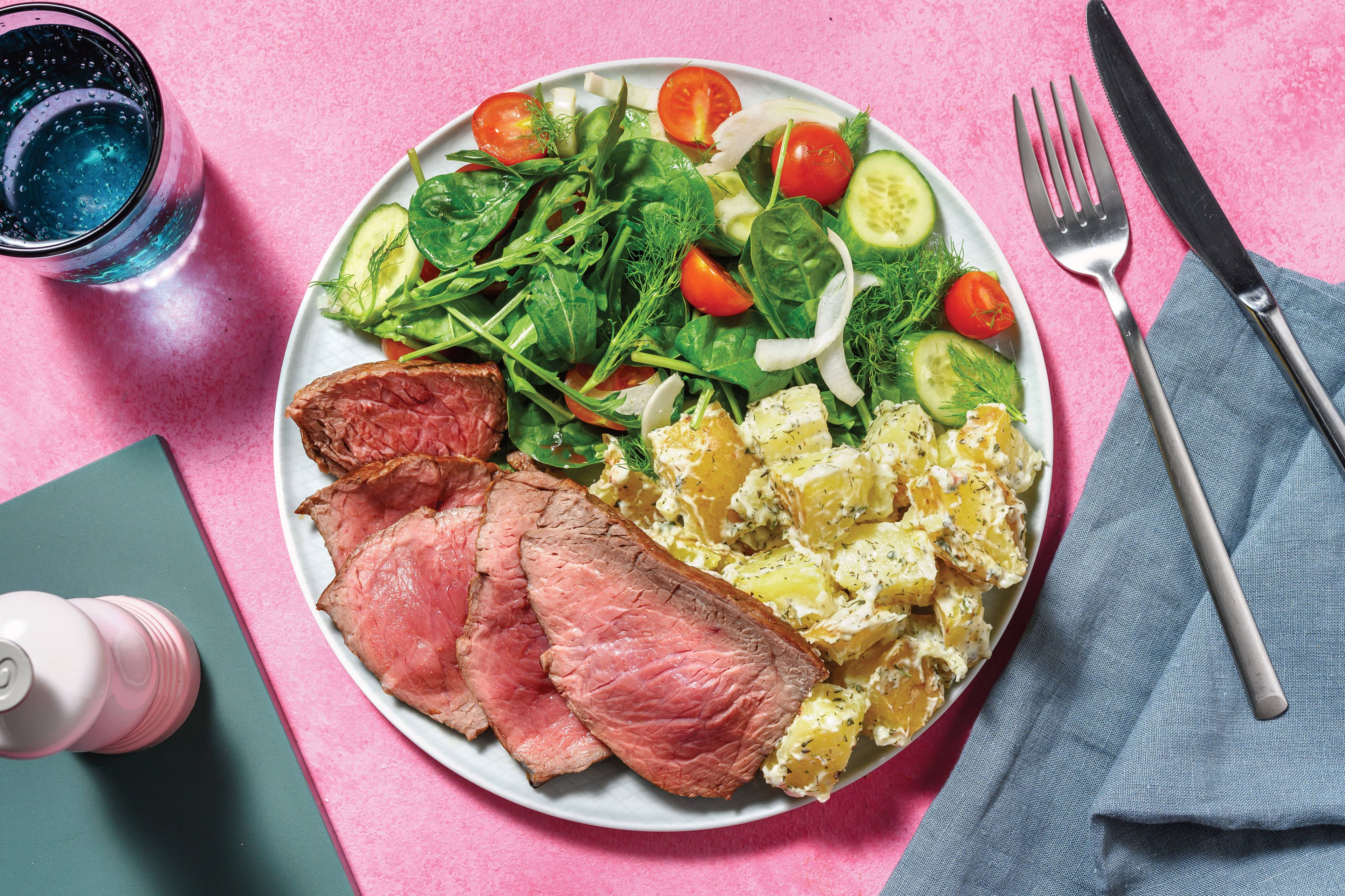 Honey-Mustard Beef Sirloin & Cherry Tomato Salad