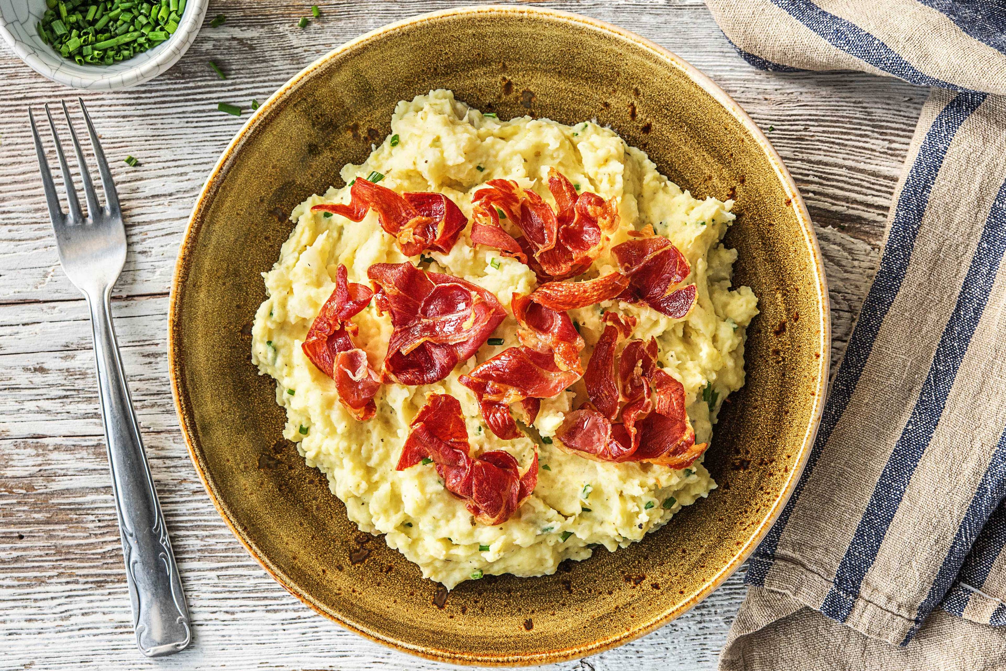 Stoemp au céleri-rave et au jambon serrano