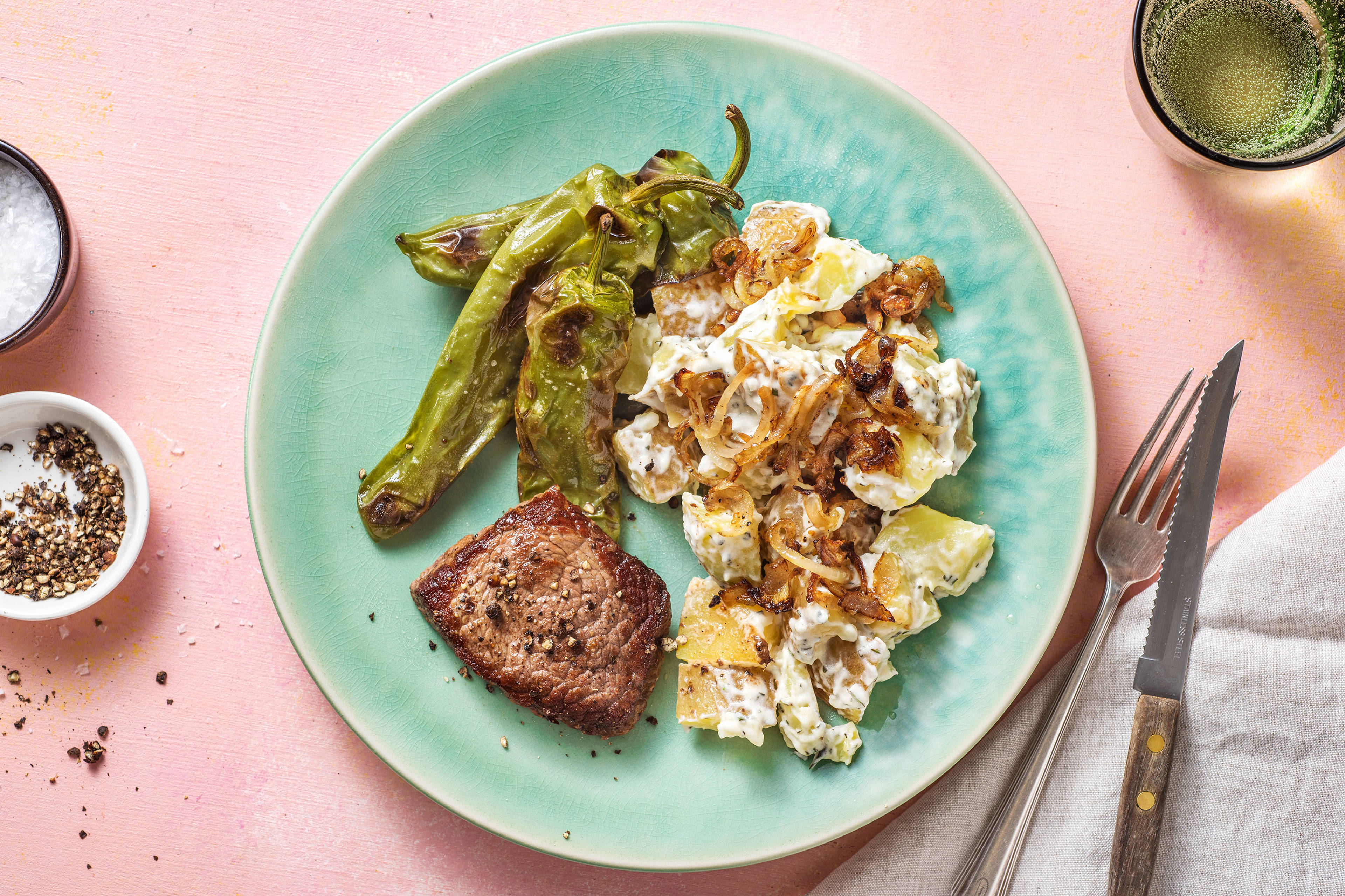 Kogelbiefstuk met aardappelsalade