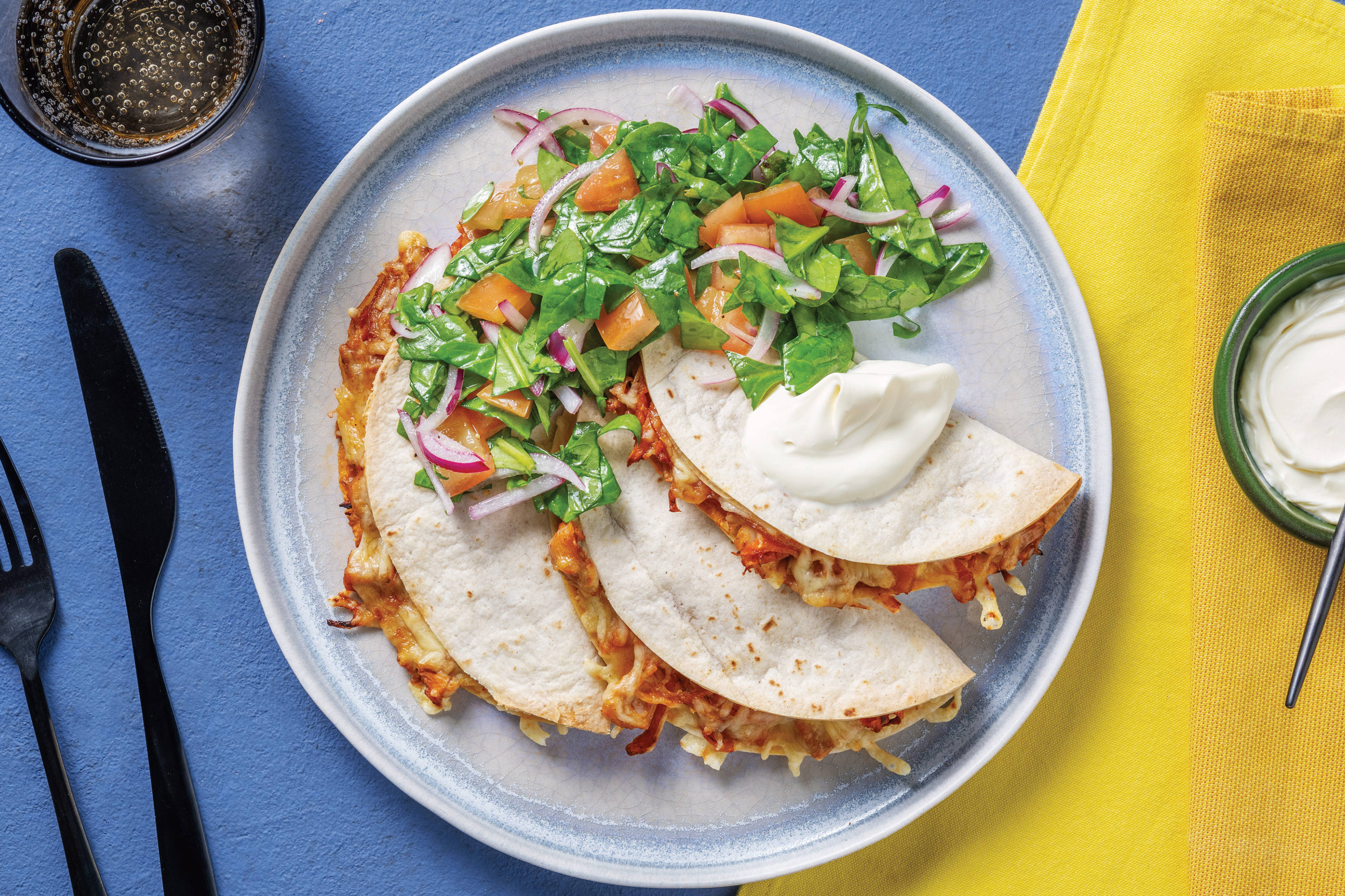 Louisiana BBQ Jackfruit Quesadillas