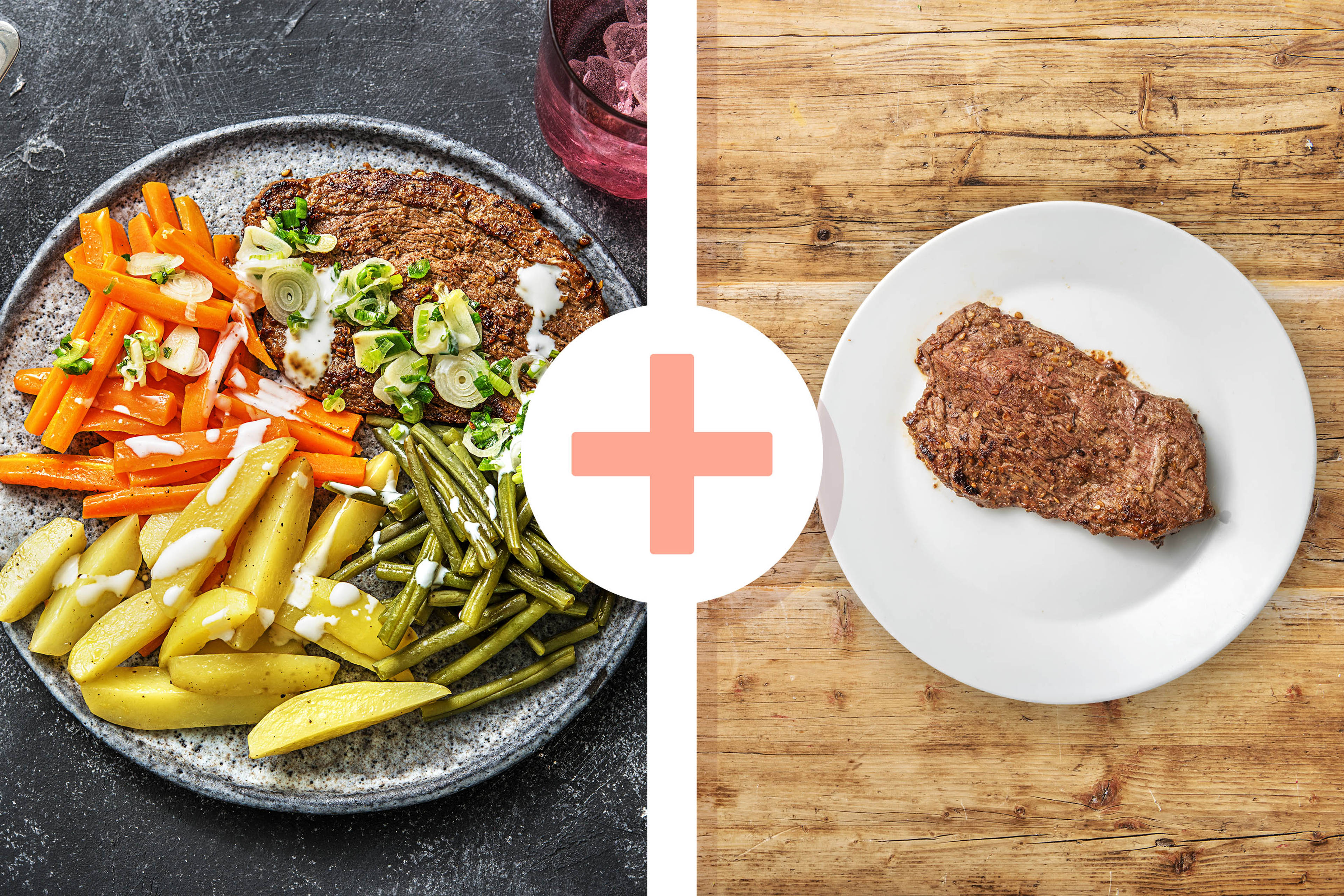 Mariniertes Rinderhüftsteak mit Ofengemüse