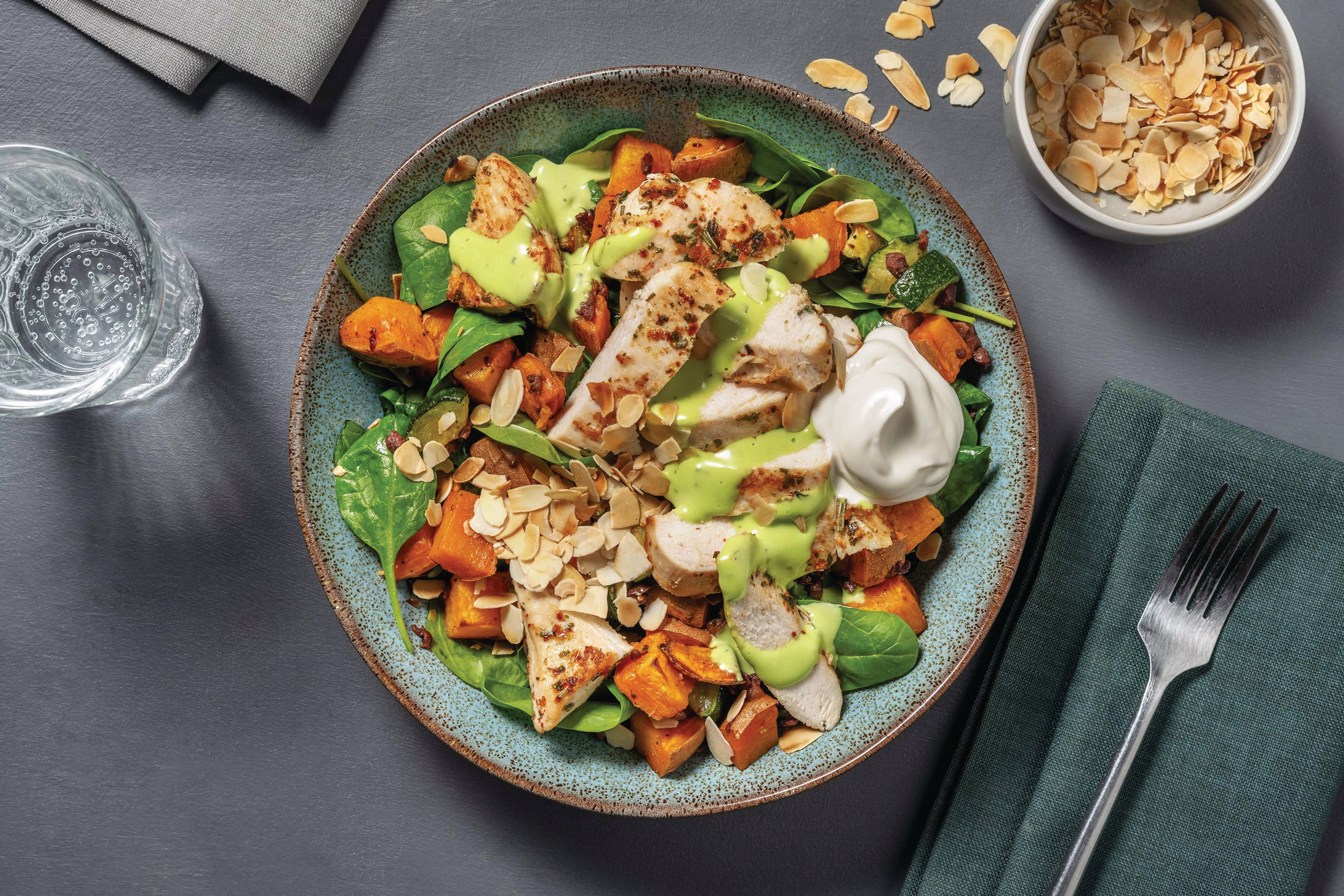 Herby-Garlic Chicken & Roast Veggie Toss
