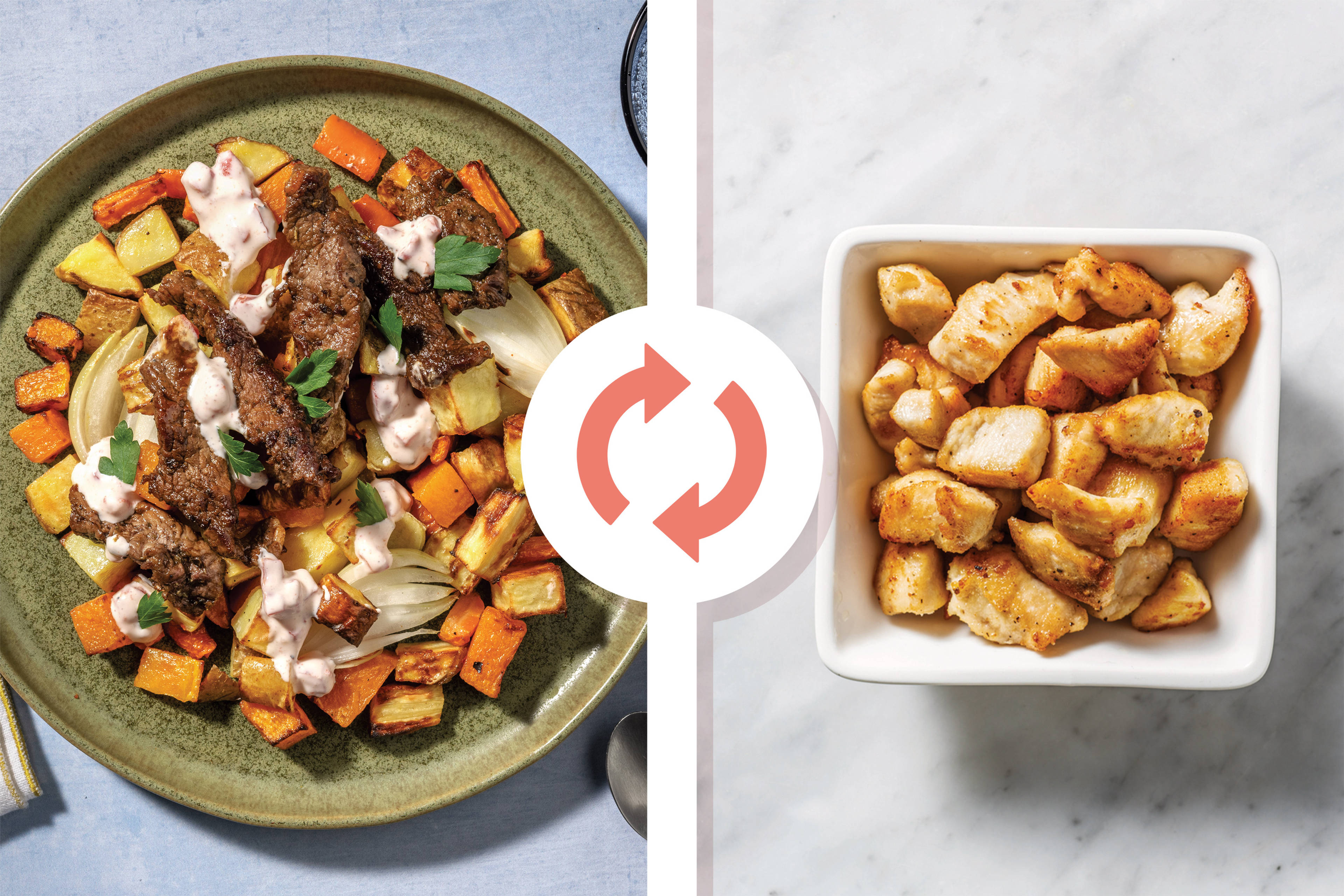 Mediterranean Chicken & Roast Veggie Toss