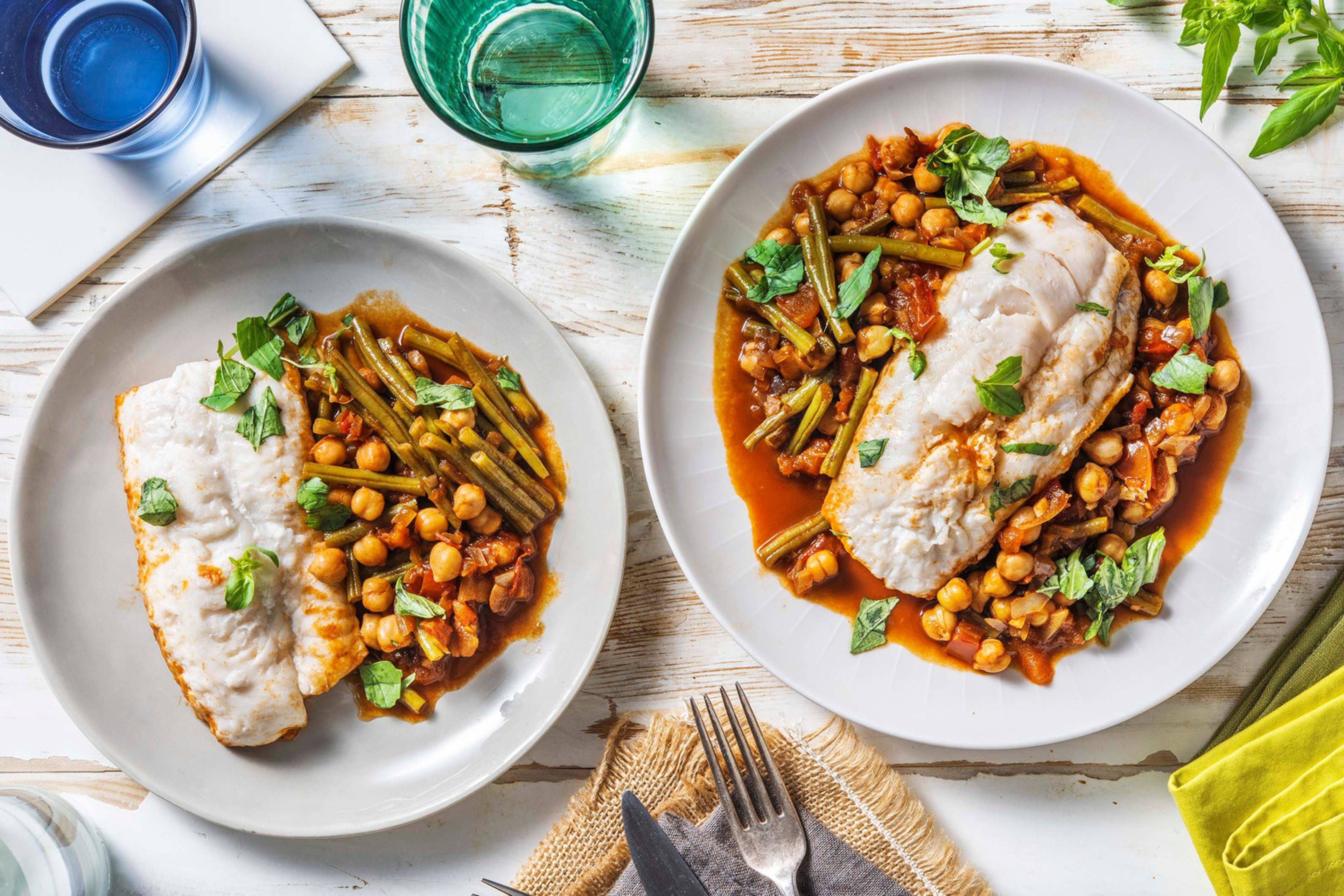 Merlu et pois chiches à la provençale
