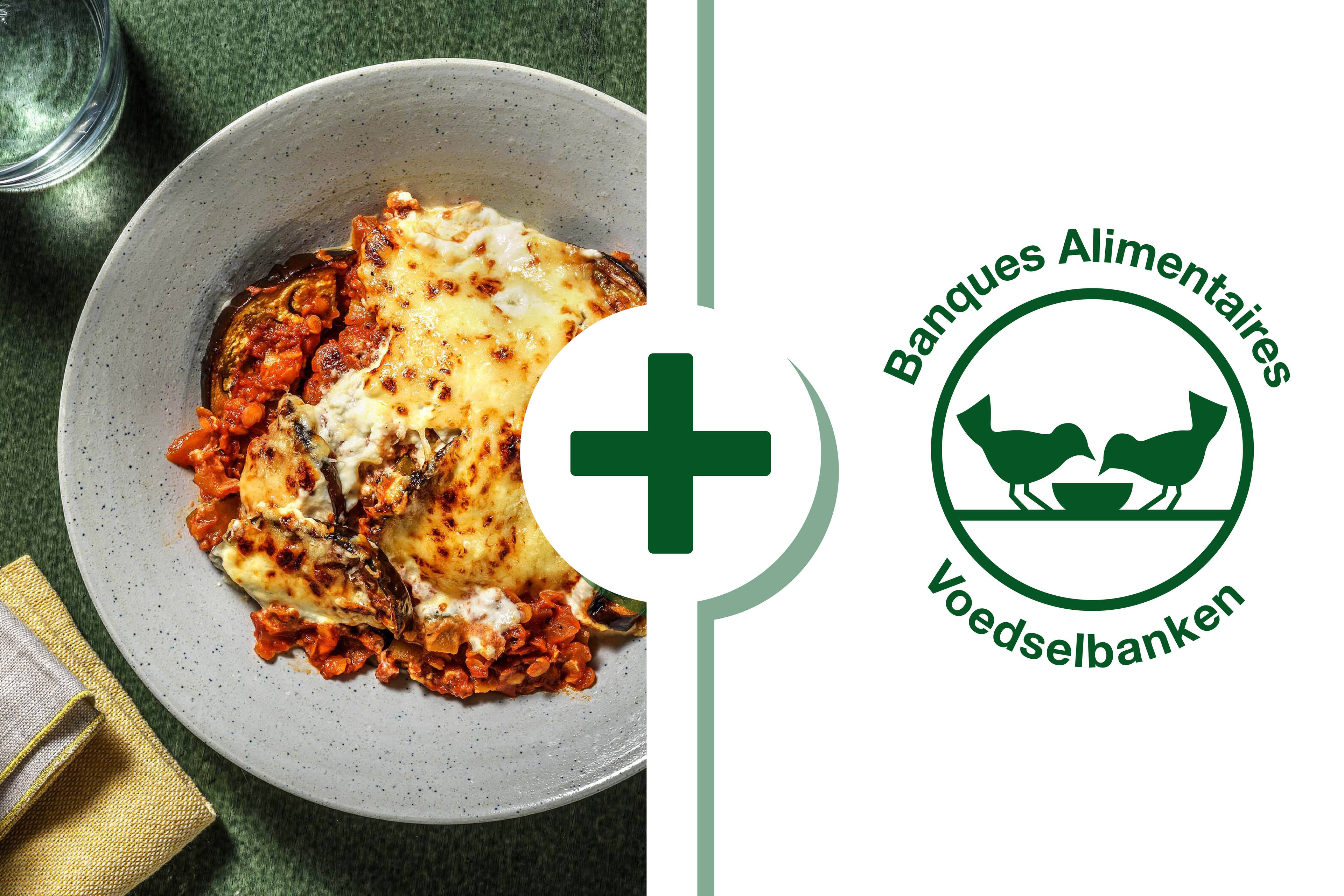 Niet gebruiken - Vegetarische moussaka met knoflookbrood