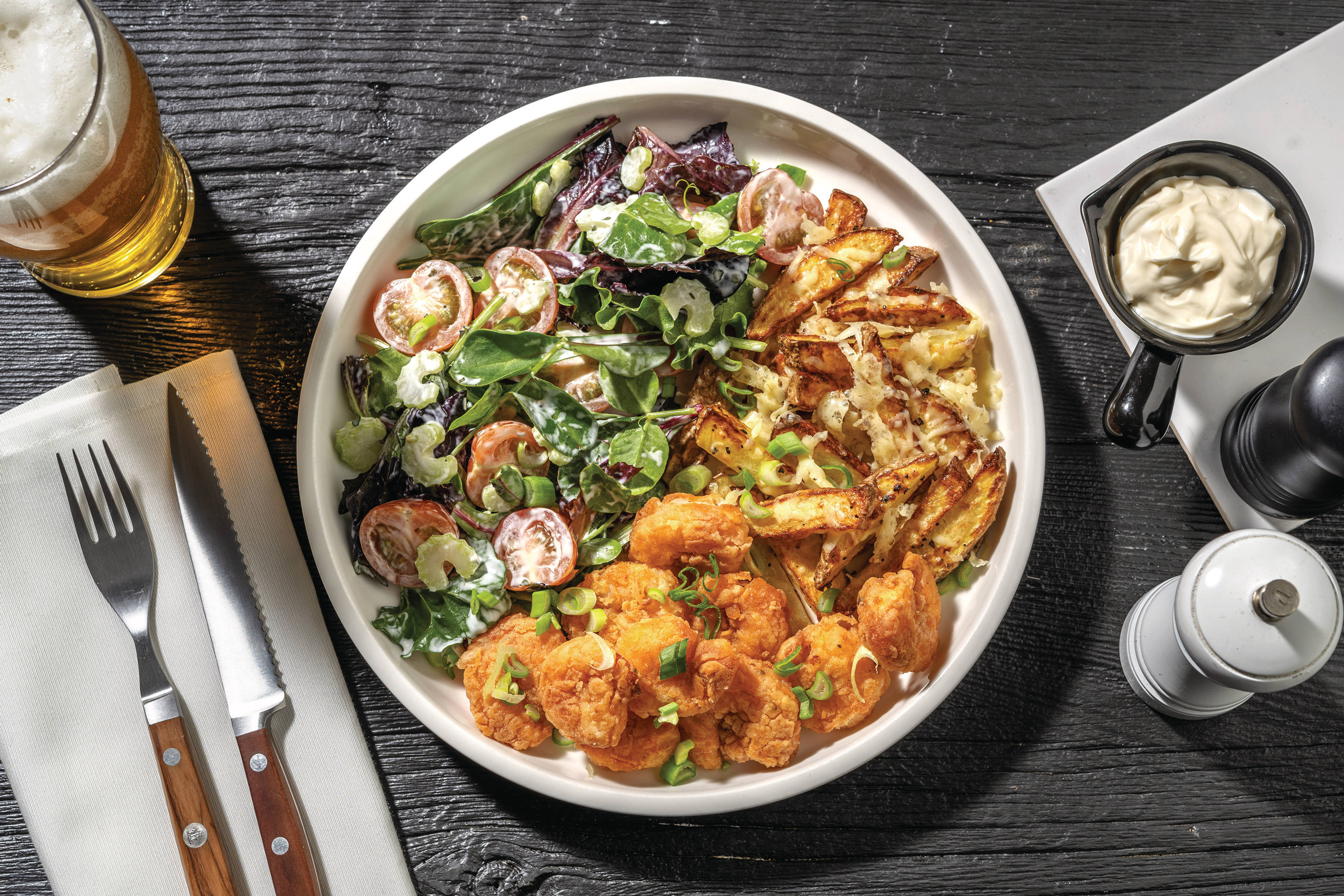Peri-Peri Popcorn Shrimp & Garden Ranch Salad