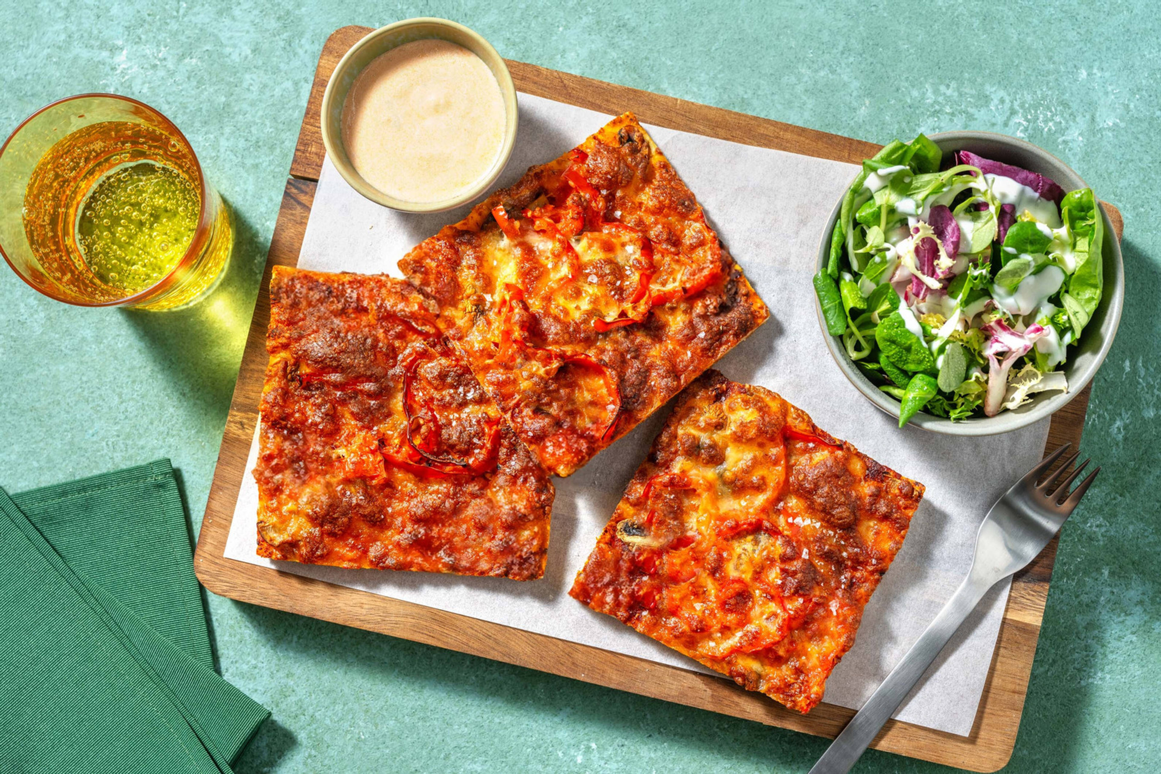 Pizza-Ecken mit Champignons und Paprika