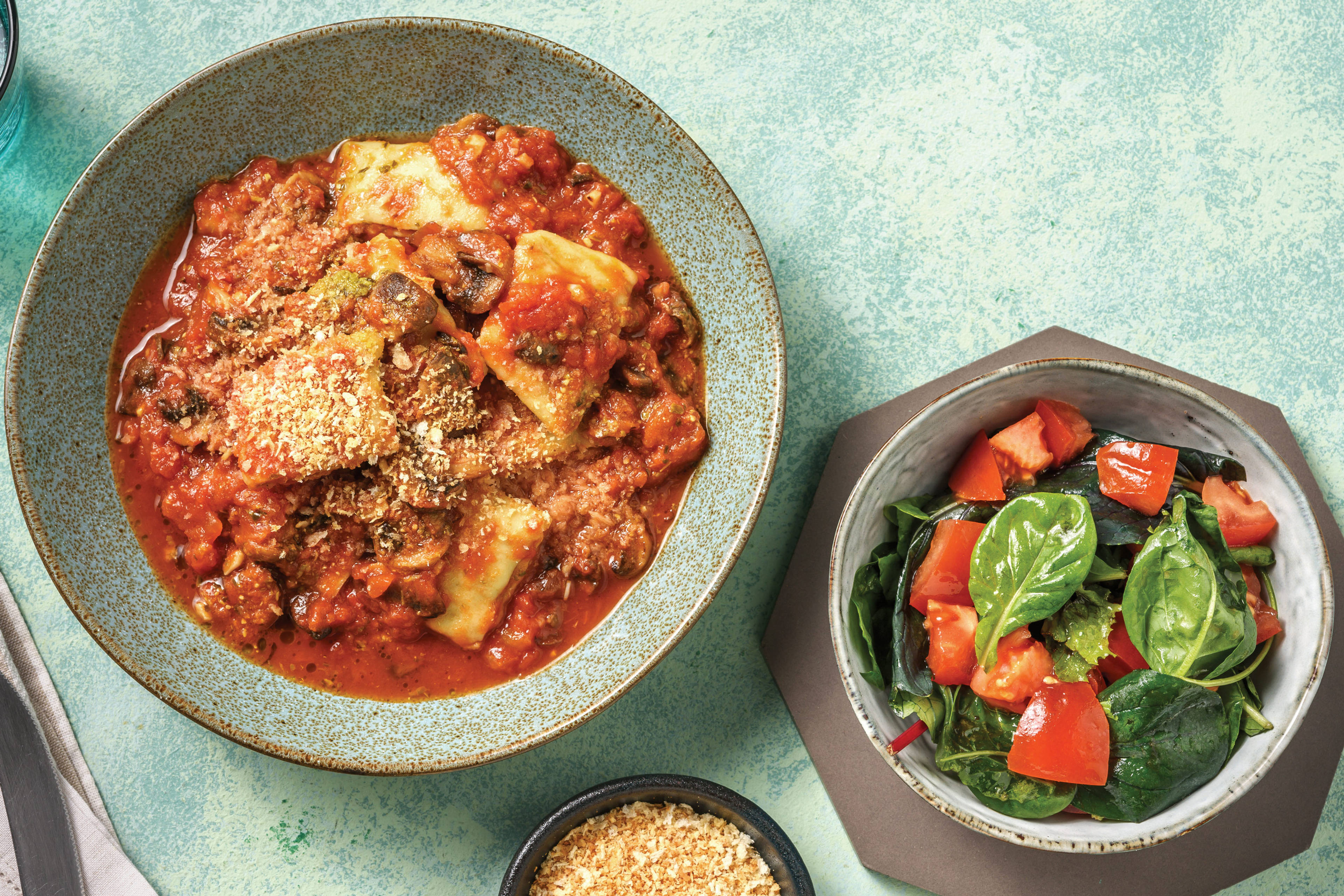 Plant-Based Pesto & Mushroom Ravioli