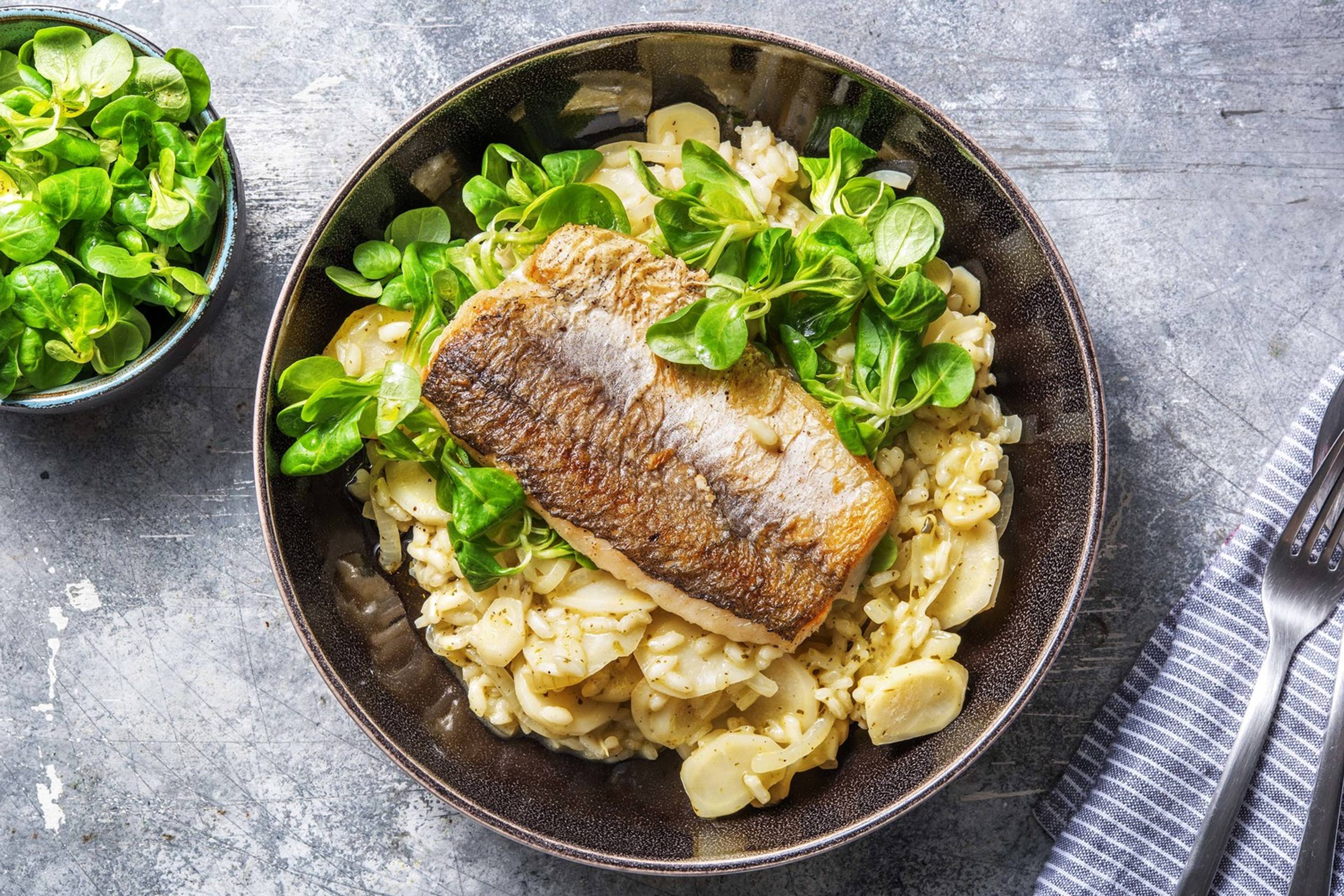 Risotto au filet de merlu et persil tubéreux