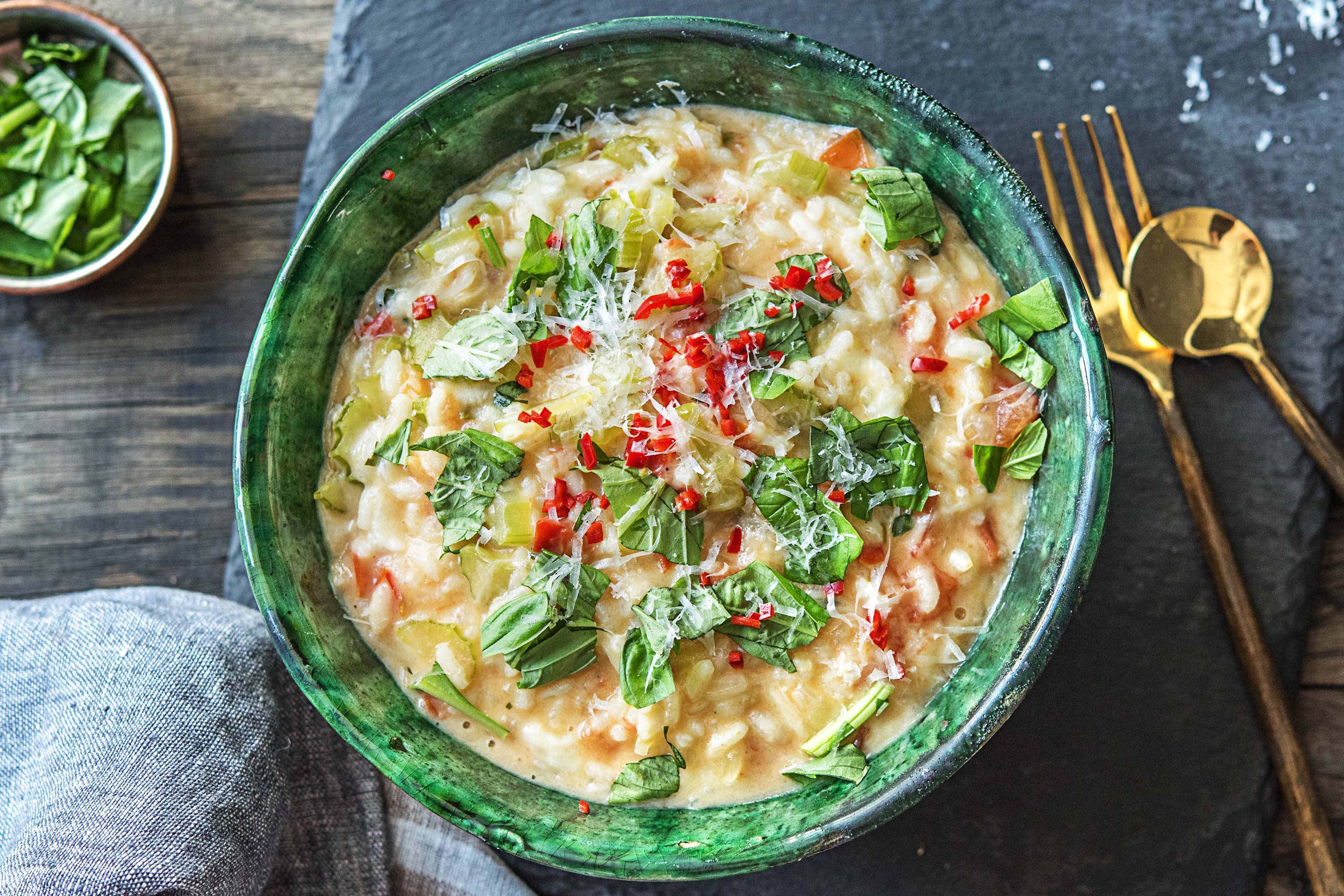 Risotto à la mozzarella et à la tomate