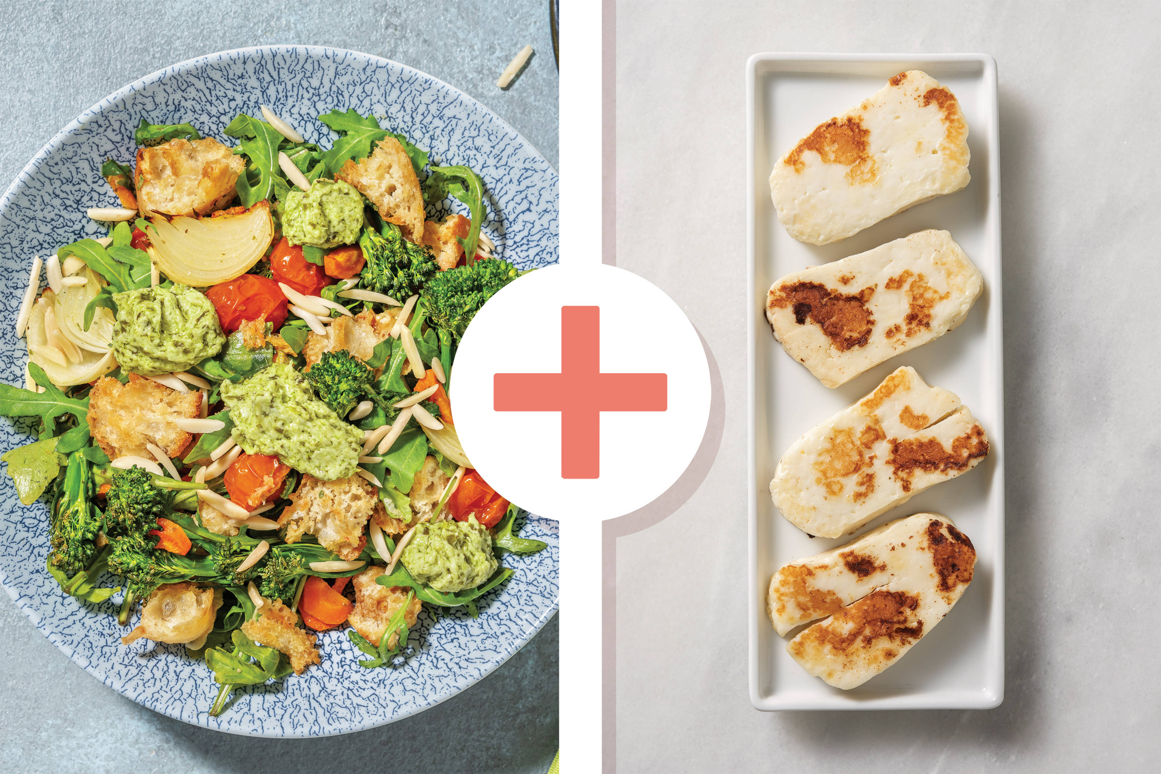 Haloumi, Roast Veggie & Cheesy Crouton Salad