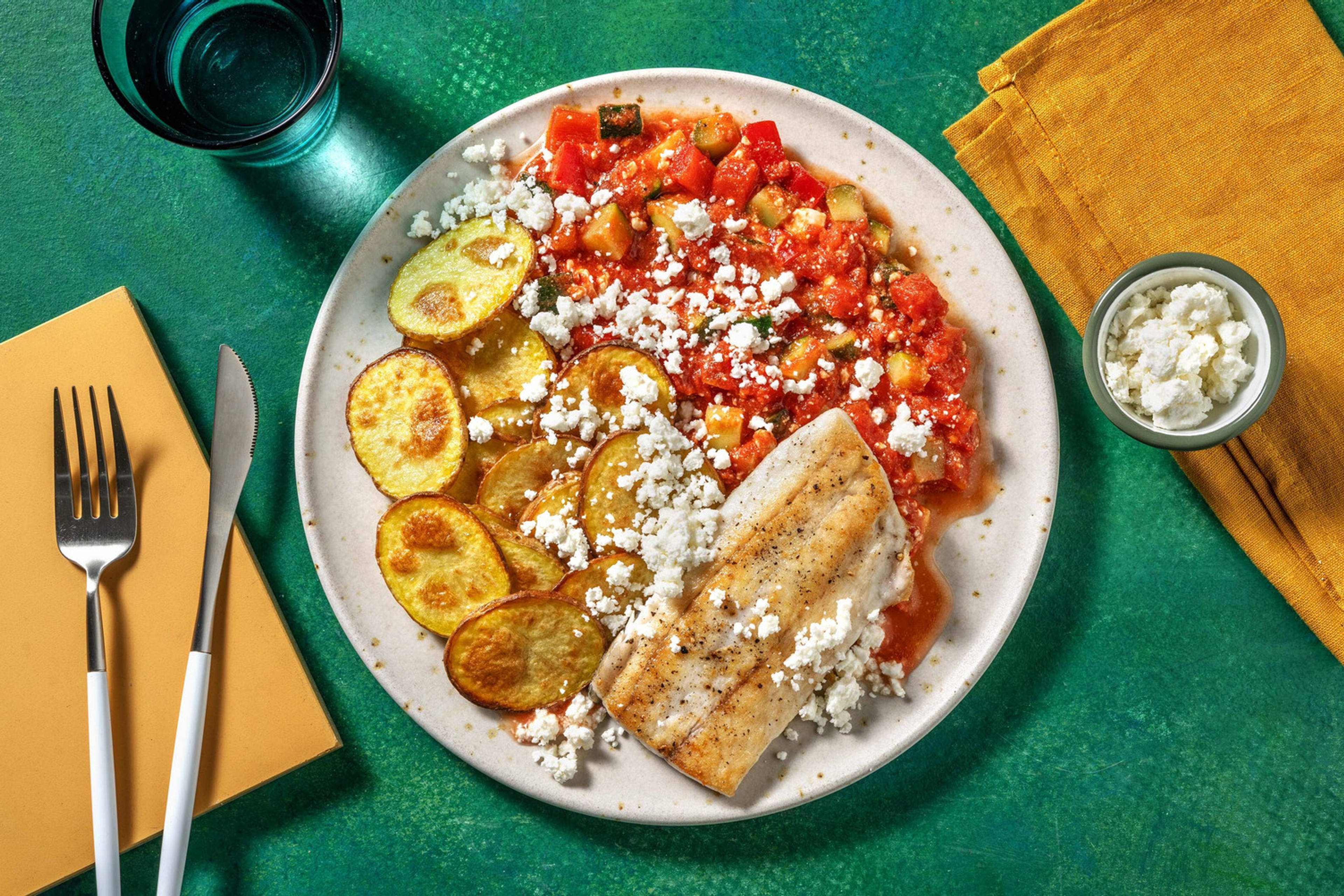 Seehecht mit Tomaten-Zucchini-Gemüse