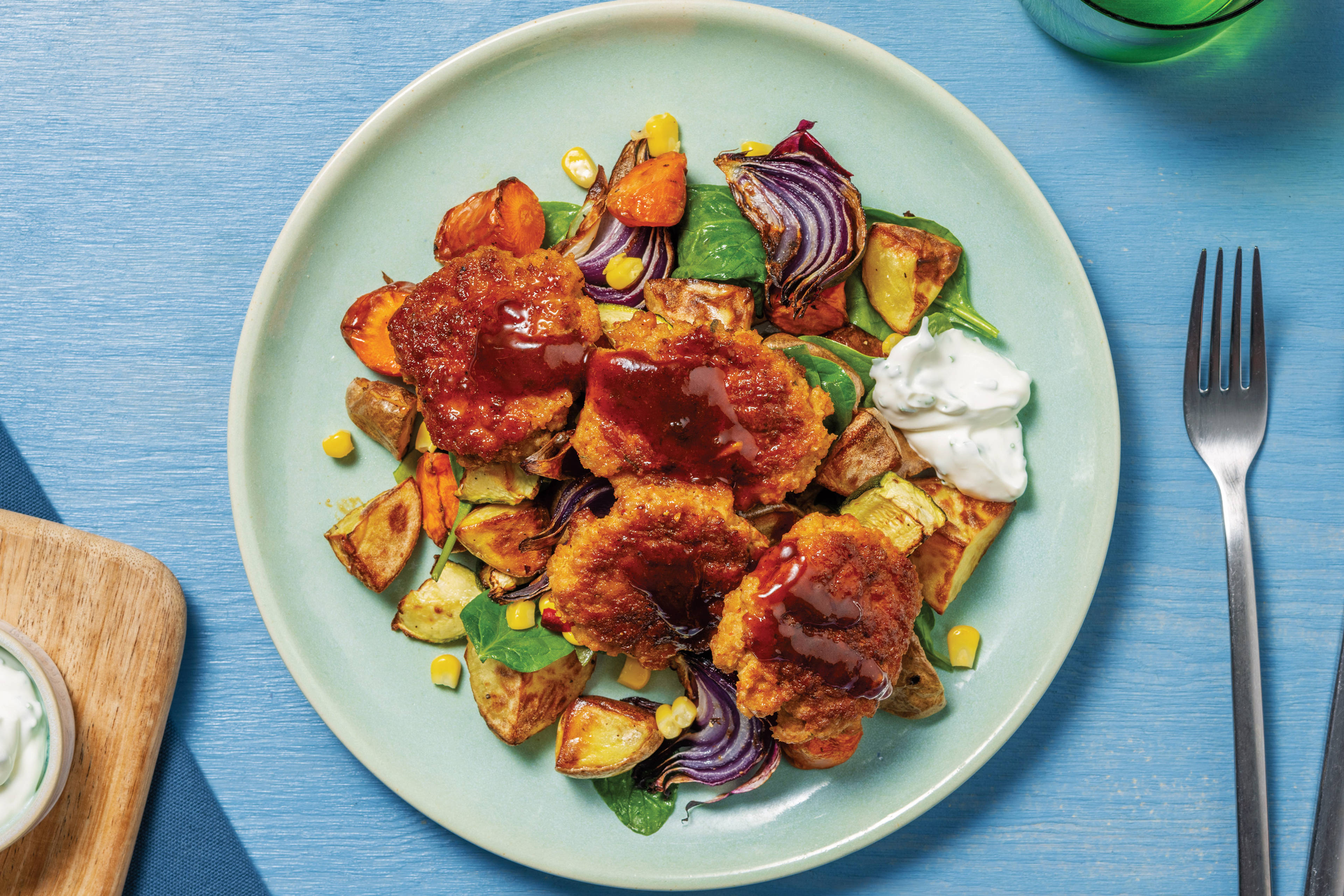 Sriracha-Glazed BBQ Pork Rissoles