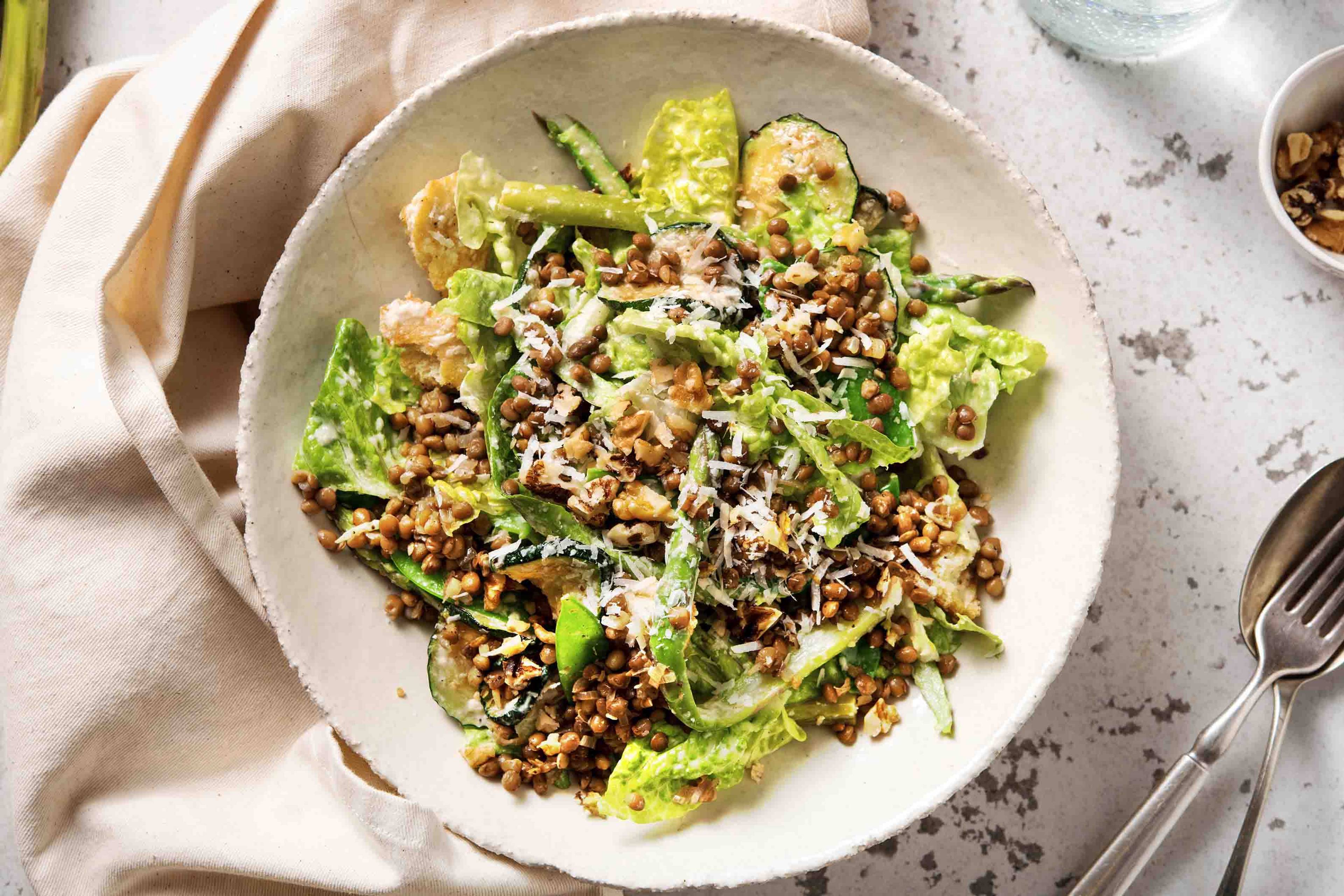 Super Green Lentil Caesar Salad