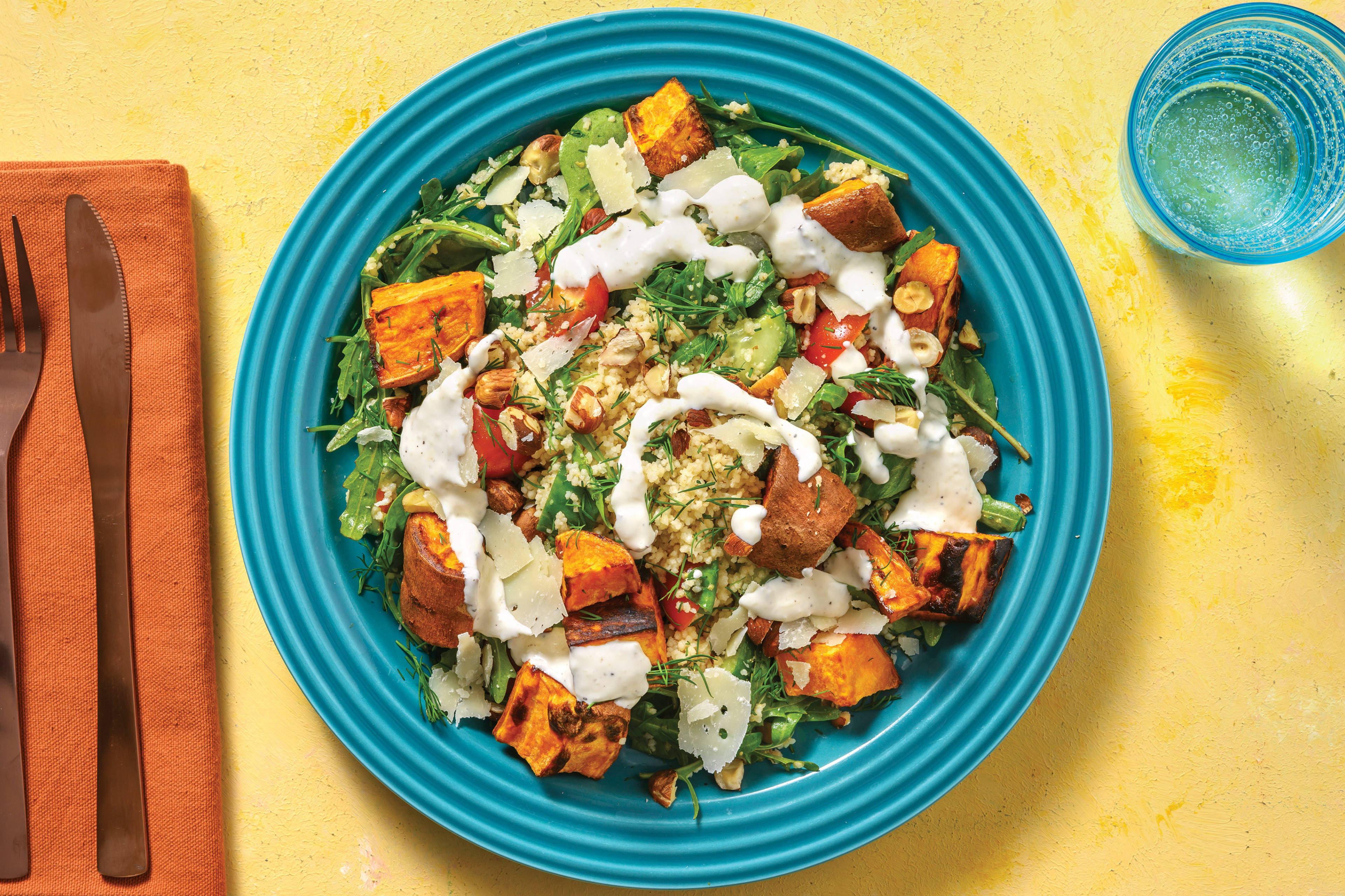 Sweet Potato & Couscous Salad with Caesar Dressing