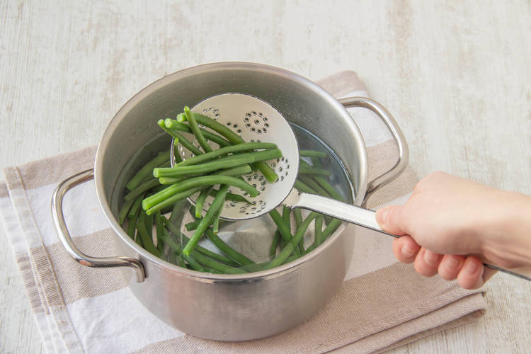 Chop beans into 1cm pieces