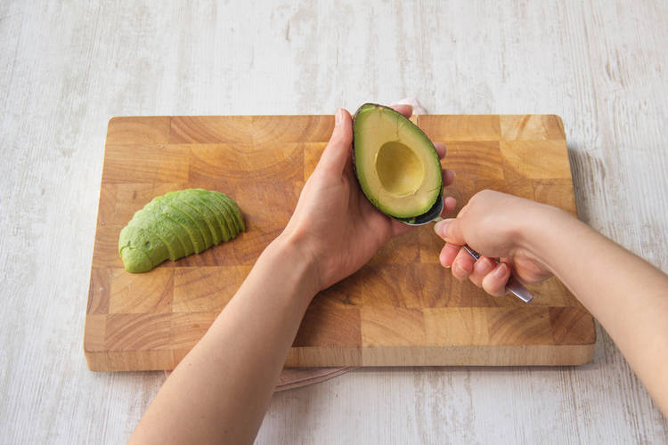 halve and pit the avocado