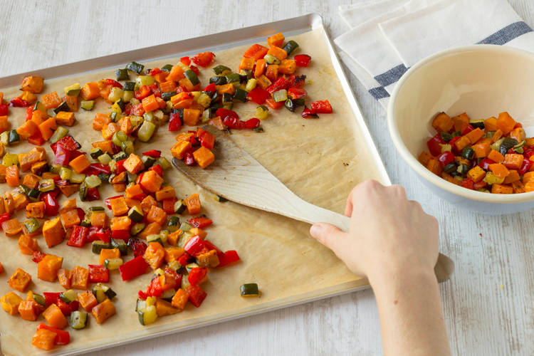 Cook the vegetables until coloured on the edges