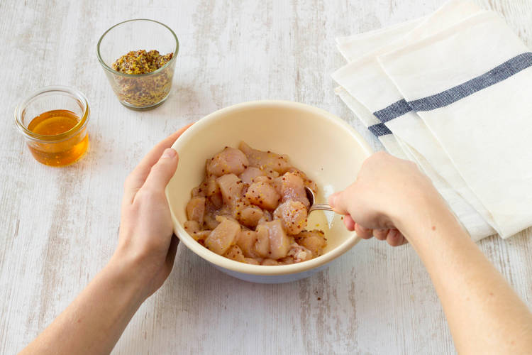 Coat the chicken in the sauce and leave to marinade