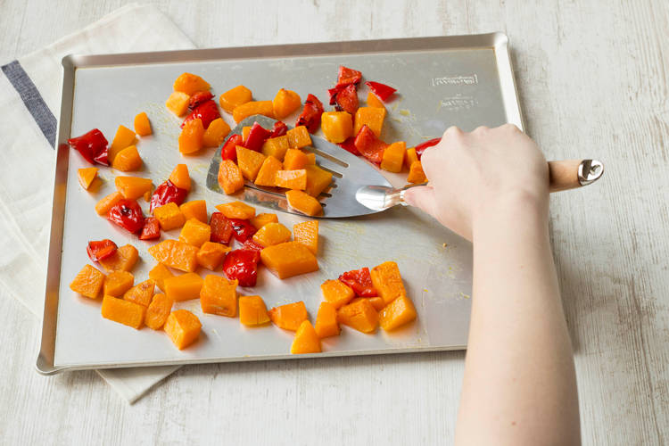 Roast the squash and pepper