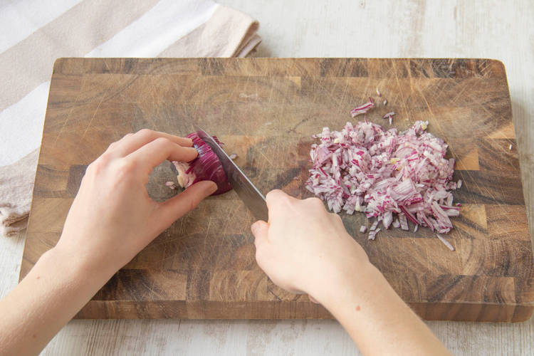 Dice the red onion