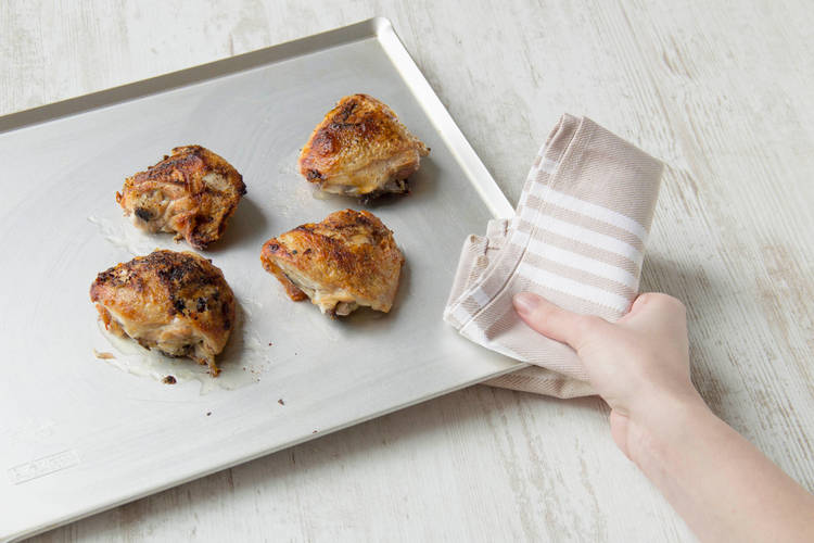 Cook the chicken until crispy