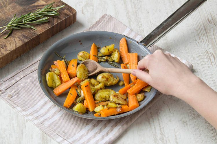 Cook potatoes and carrots