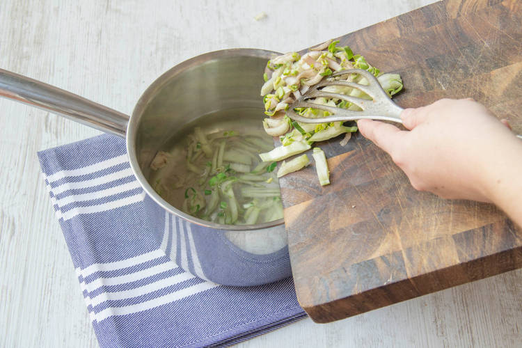 Remove chard with slotted spoon