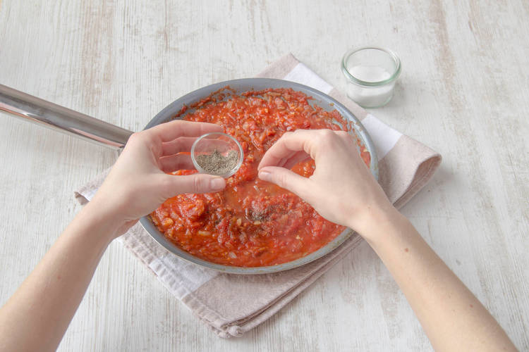 Season the tomato sauce
