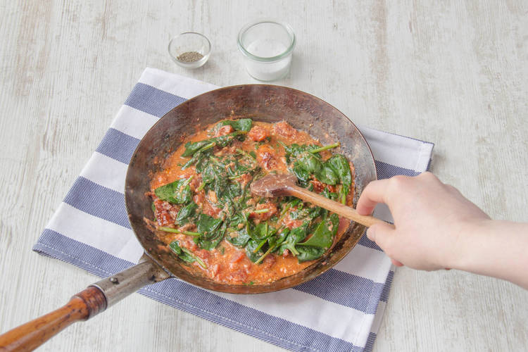 Add sour cream and spinach