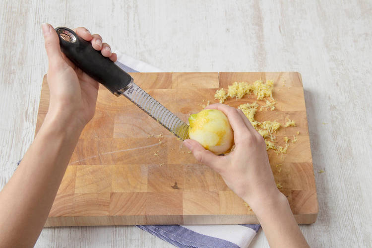 Zest the lemon for the dressing