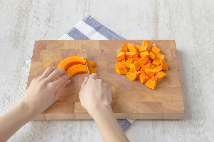 Chop the pumpkin into cubes