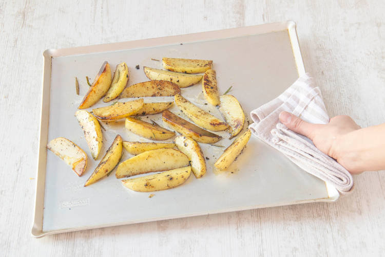 Serve with roasted potato wedges