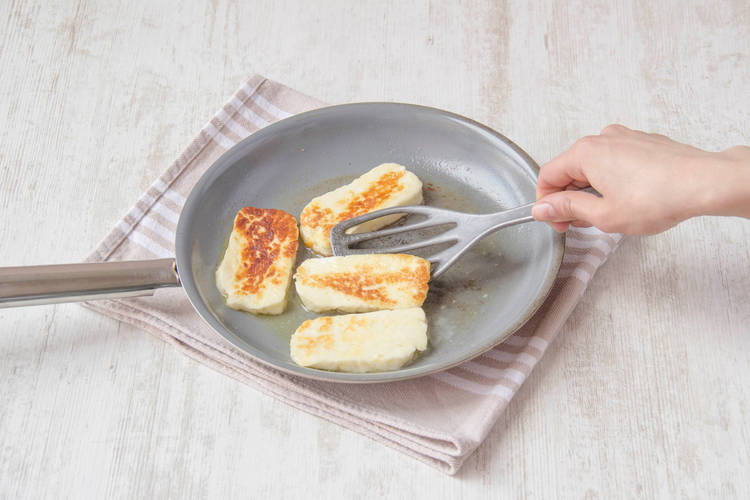 Golden brown haloumi