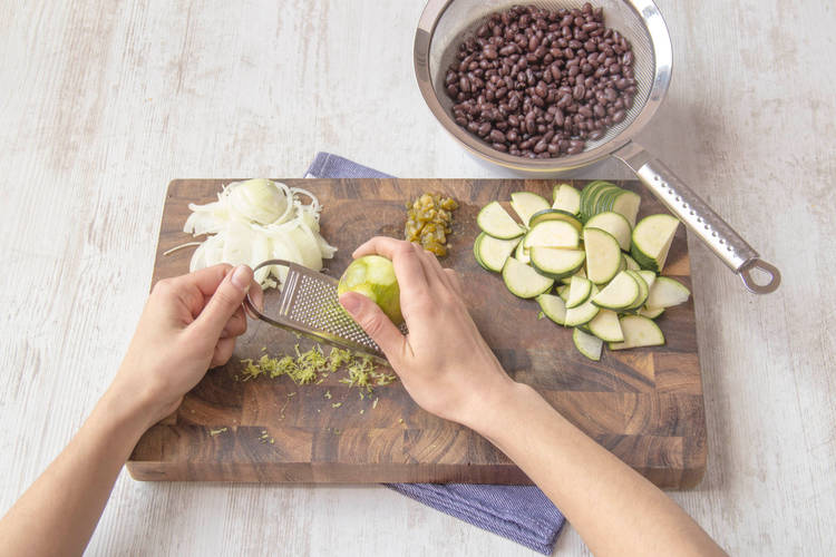 Grate the zest of the lime