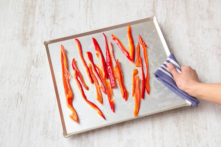 Coat the slices with oil and put them in the oven