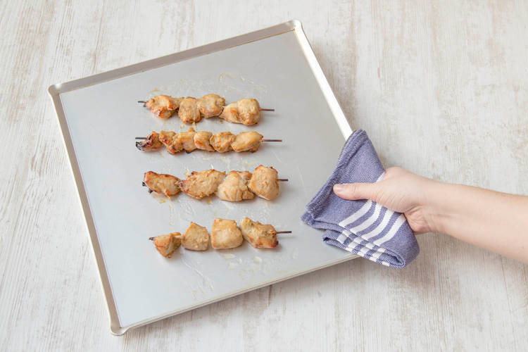 Bake the chicken skewers