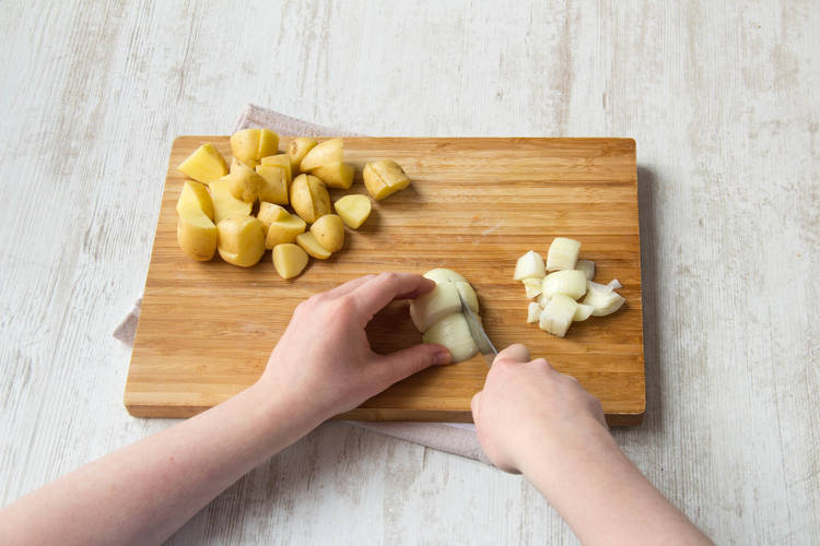 Cut the new potatoes