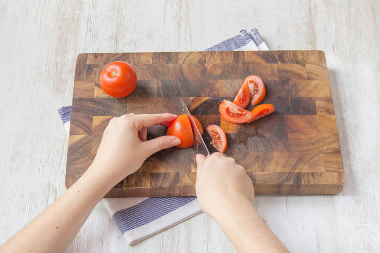 Meanwhile, chop some tomatoes