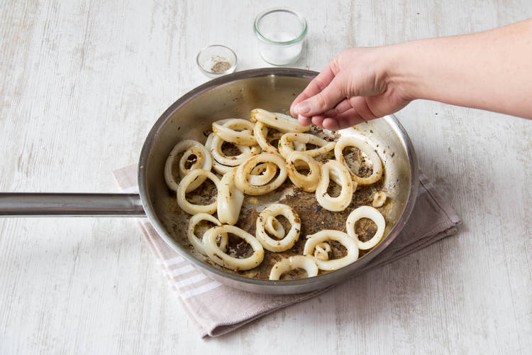 Season with salt and pepper