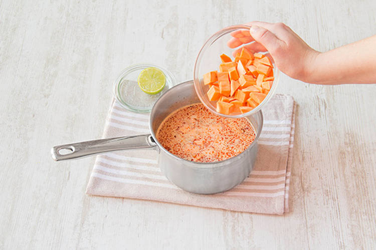 Add the sweet potato chunks