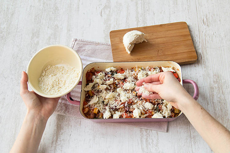 Top with the breadcrumbs and the grated Italian cheese