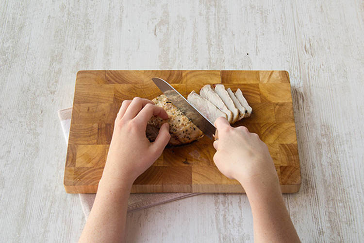Thinly slice pork