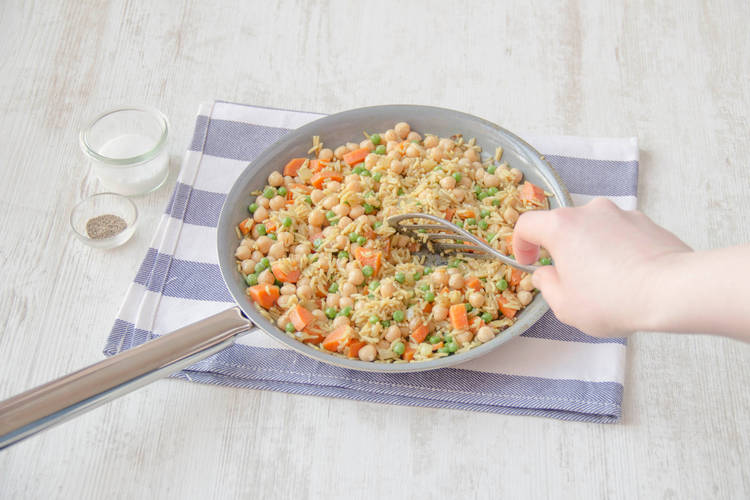 Add the peas and the chickpeas