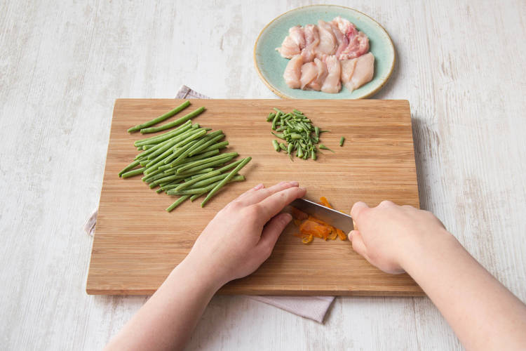 Chop up the apricots into tiny pieces.