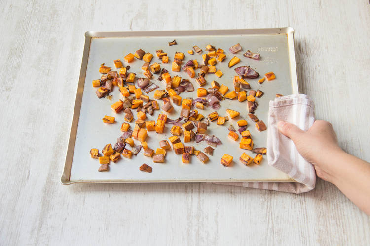 Cook the potatoes until the edges are nice and crispy!