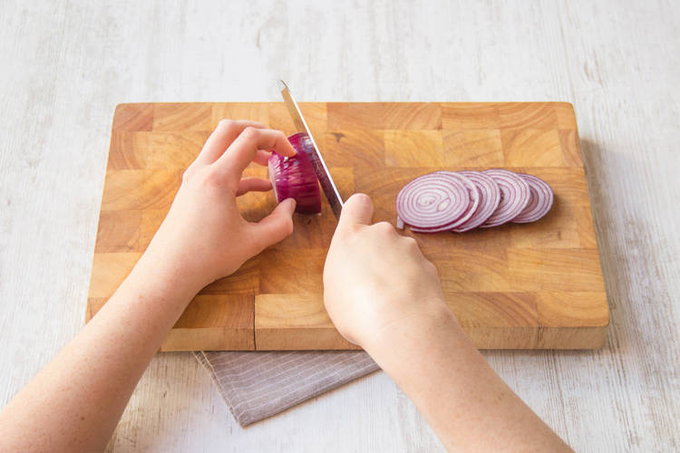 Slice the onion into rings