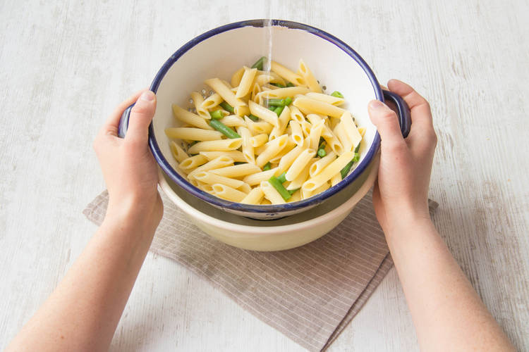 Drain the pasta and beans